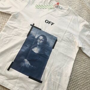 Off-White White Tee with Blue Mona Lisa Print